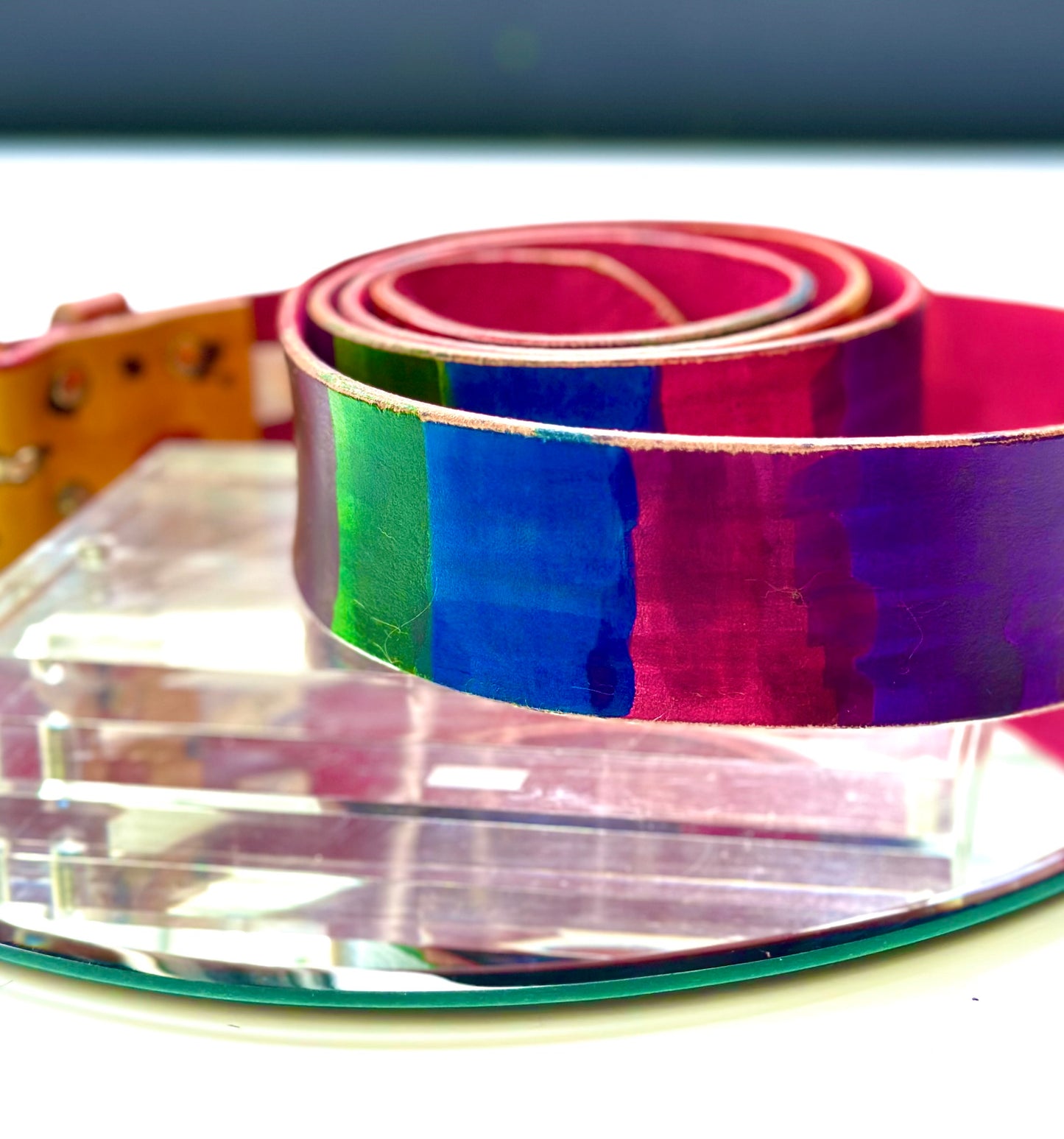 Psychedelic rainbow dot belt