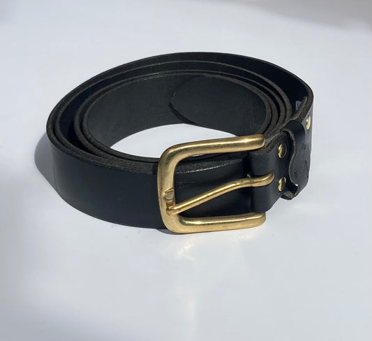 Belt with brass buckle