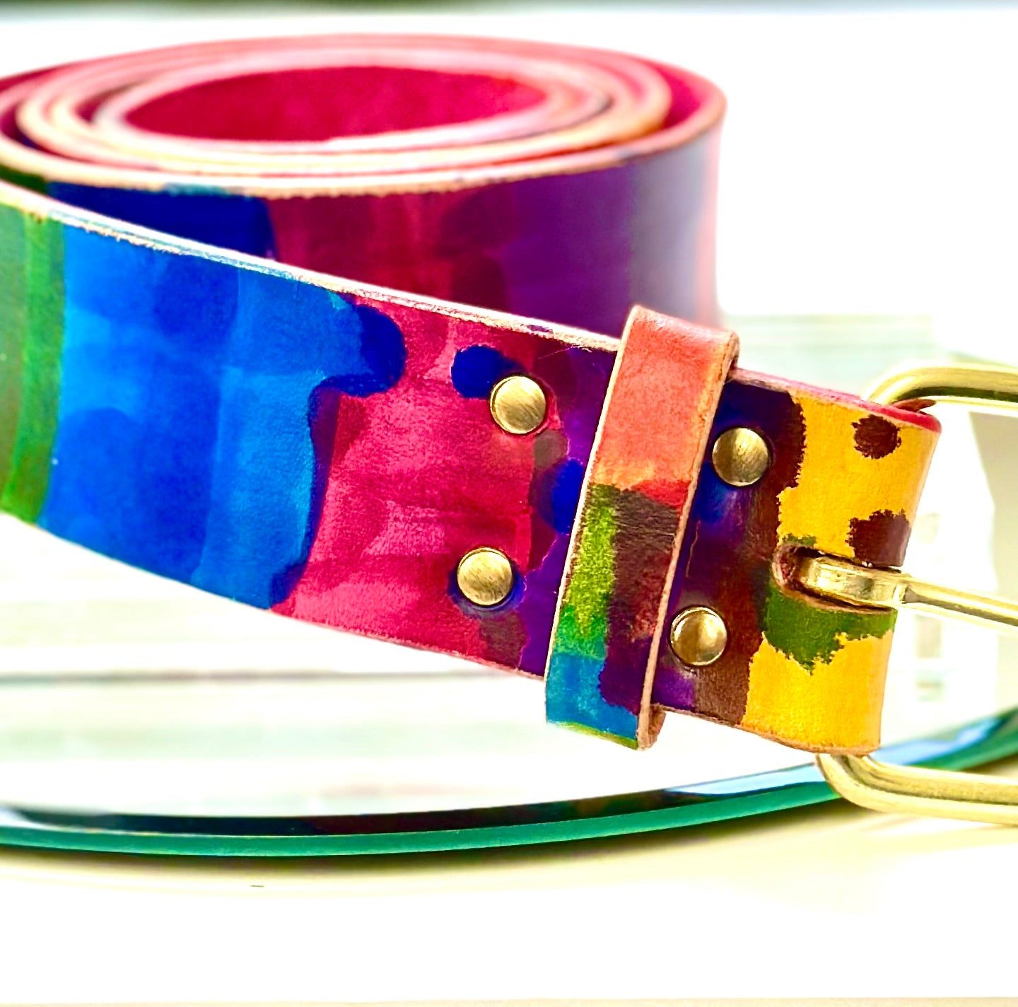 Psychedelic rainbow dot belt